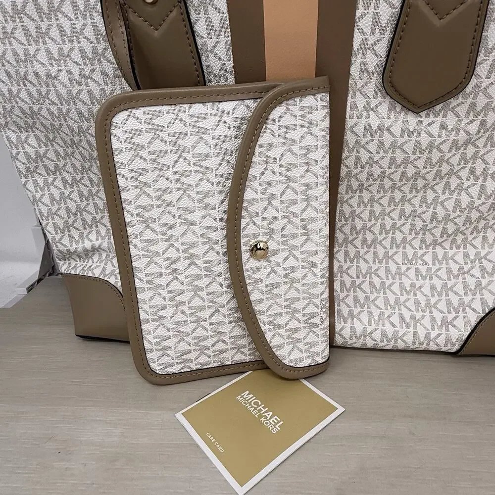 Michael Kors EVA Large Tote Purse Cantaloupe Multi with Pouch New - Picture 5 of 11